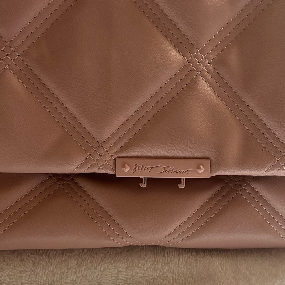 Betsey Johnson Quilted Brown Clutch